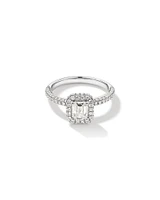 1.65 Carat TW Emerald Cut Diamond Pave Halo Engagement Ring in Platinum