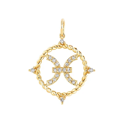 Pisces Zodiac Pendant with 0.15 Carat TW of Diamonds in 10kt Yellow Gold