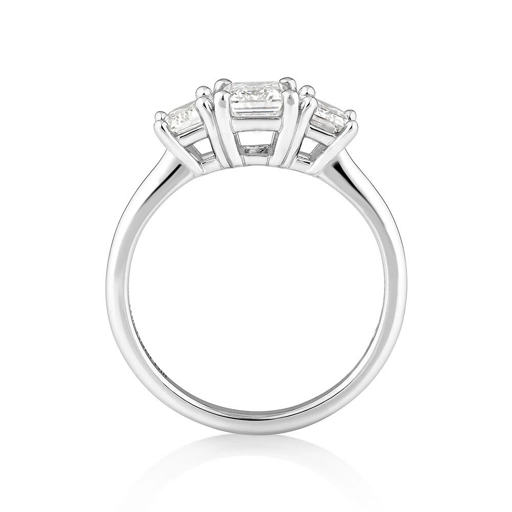 Three Stone Engagement Ring with Carat TW of Laboratory-Grown Diamonds in 14kt White Gold