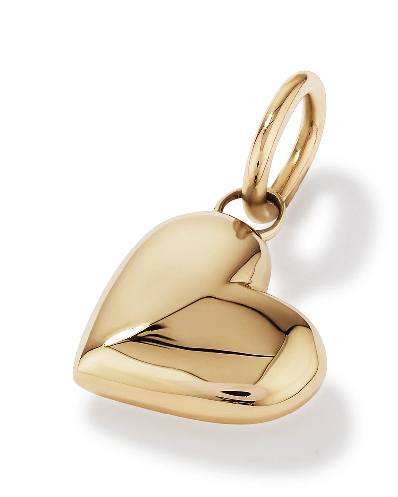 Puff Love Heart Pendant in 10kt Yellow Gold