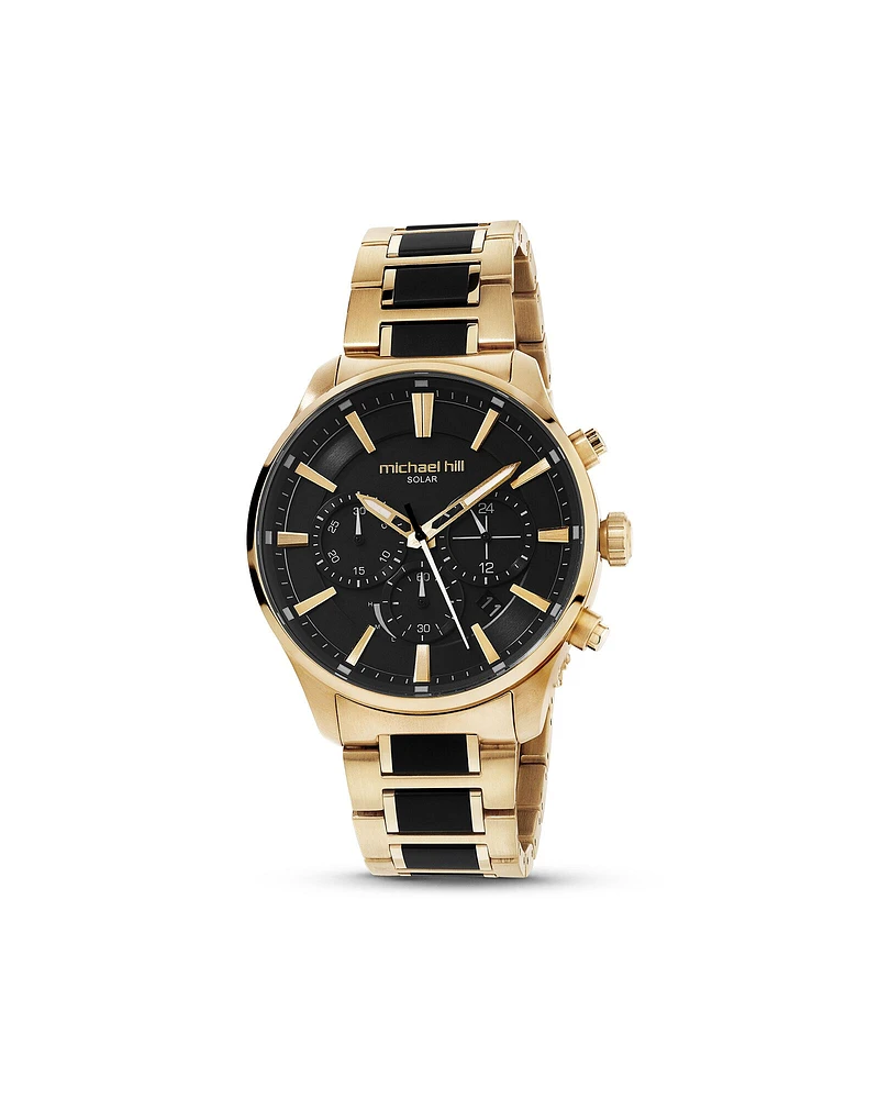 Montre à énergie solaire en acier inoxydable bleu pour homme