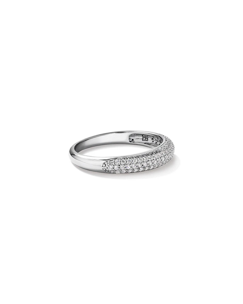 Cubic Zirconia Pave Dome Ring Sterling Silver