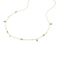 London Blue Topaz Necklace with .14 Carat TW Diamonds in 10kt Yellow Gold