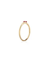 3 Stone Ring with Ruby & Diamonds in 10kt Yellow Gold