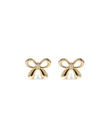 Cubic Zirconia Bow Stud Earrings in 10kt Yellow Gold