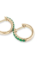 Huggie Earrings with Emerald in 10kt Yellow Gold