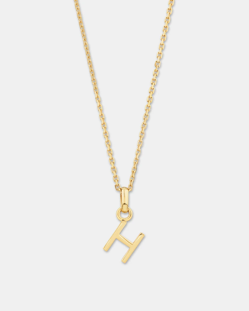 "H" Initial Pendant with Chain in 10kt Yellow Gold