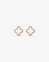 4 Leaf Clover Stud Earrings With Diamonds In 10kt Rose Gold