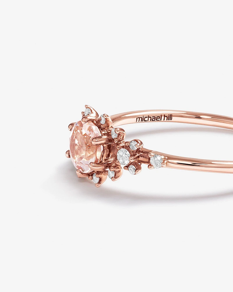 Ring with Morganite and 0.10 Carat TW of Diamonds in 10kt Rose Gold