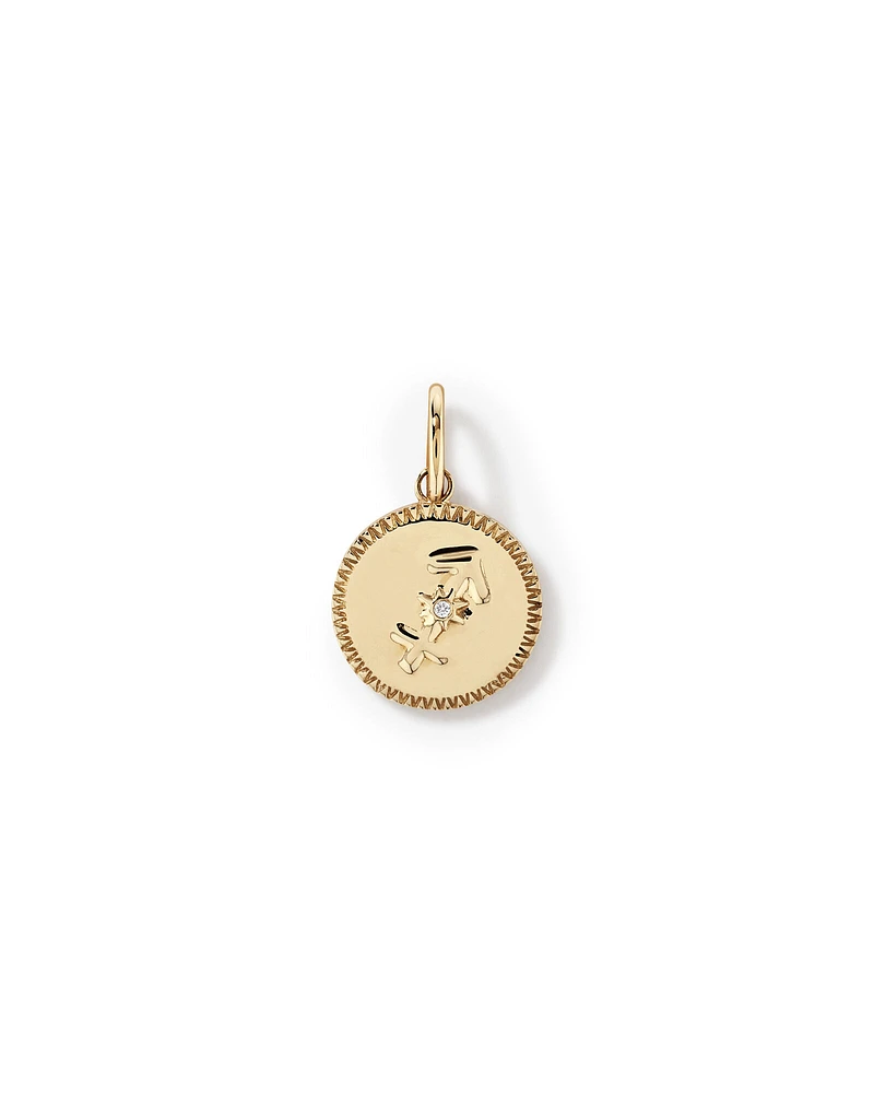 Diamond Accent Pisces Zodiac Pendant in 10kt Yellow Gold