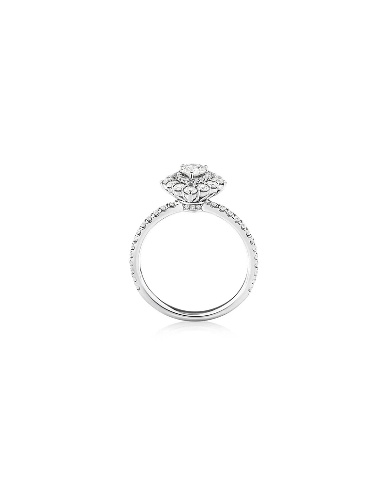 Sir Michael Hill Designer Vintage Floral Engagement Ring with 0.92 Carat TW of Diamonds in 18kt White Gold