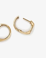 Diamond Star Accent Signet Huggie Hoop Earrings in 10kt Yellow Gold