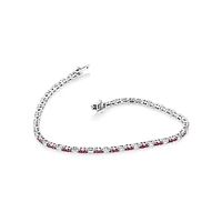 Ruby & Diamond Dot Dash Tennis Bracelet with 0.62 Carat TW in 10kt White Gold