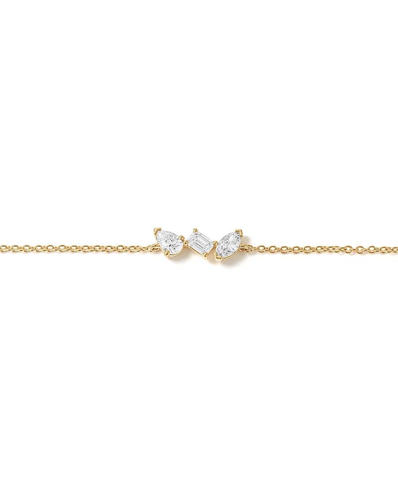 0,30 Carat TW Bracelet en Diamant de Laboratoire à Taille Émeraude, Marquise et Poire en Or Jaune 10 carats