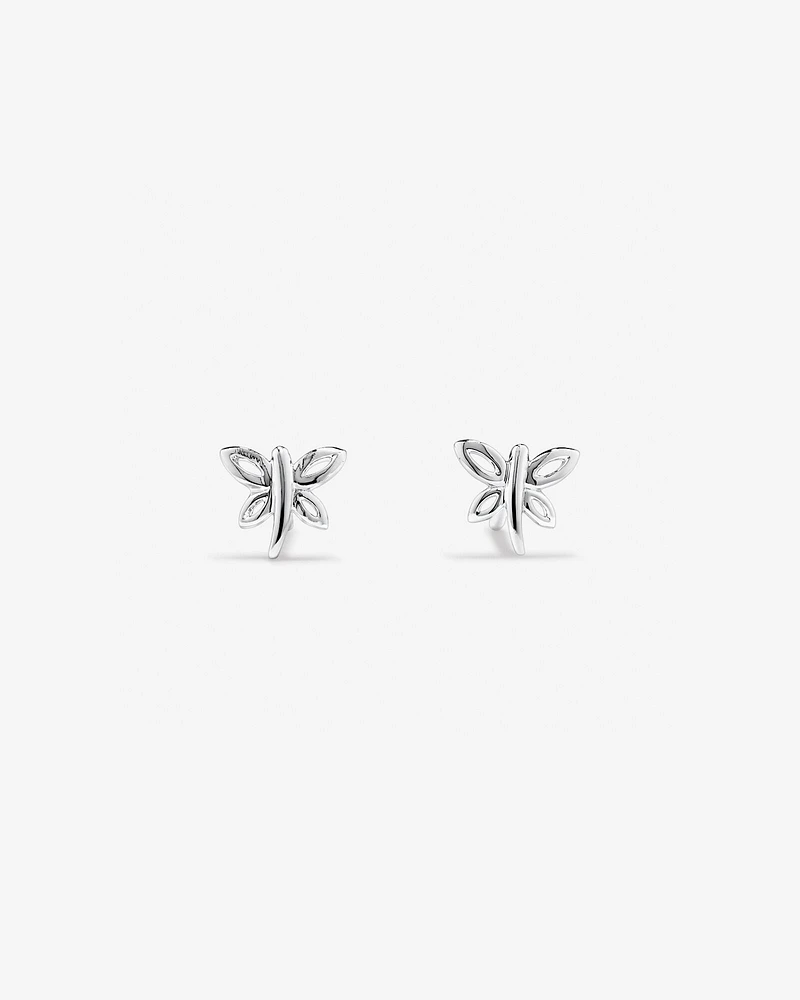 Open Wing Dragonfly Stud Earrings in Sterling Silver