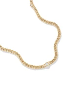 Diamond Accent Curb Chain Bracelet in 10kt Yellow Gold