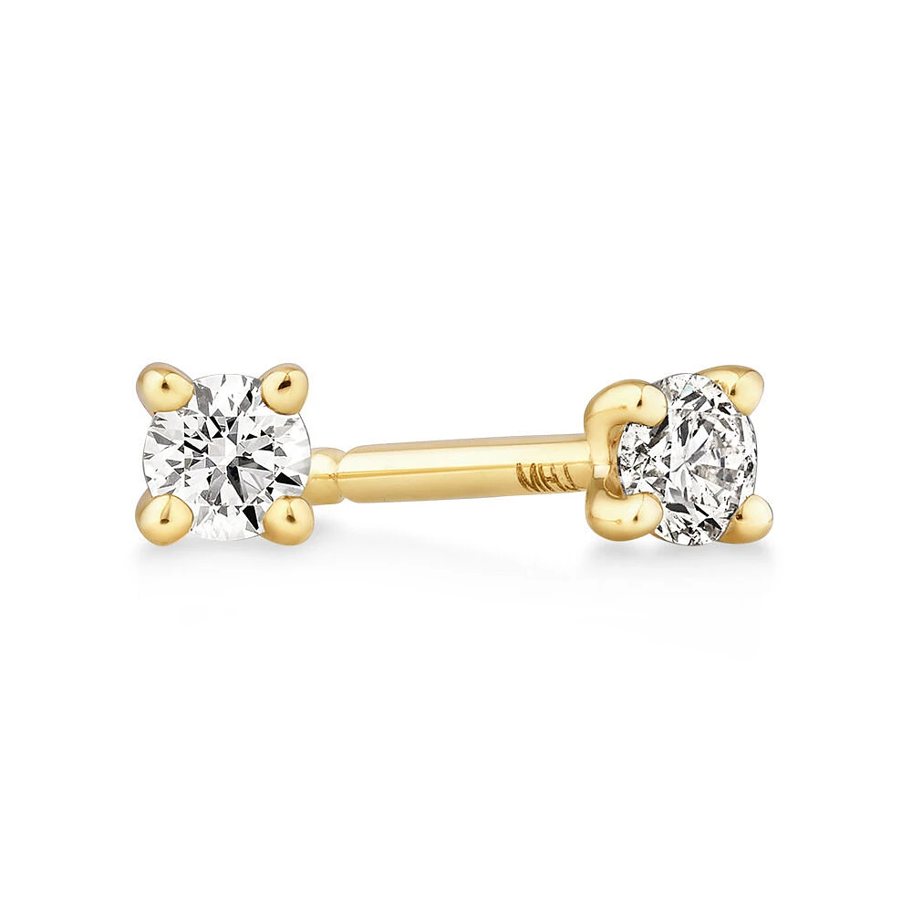 Solitaire Stud Earrings with 0.10 Carat TW of Diamonds in 10kt Yellow Gold