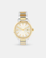 Two-Tone Men's 0.60 Carat TW Diamond Quartz Watch in Yellow Gold Tone Stainless Steel