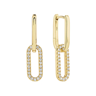 Paperclip Drop Earrings with 0.34 Carat TW of Diamonds in 10kt Yellow Gold