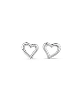 Open Heart Stud Earrings in Sterling Silver