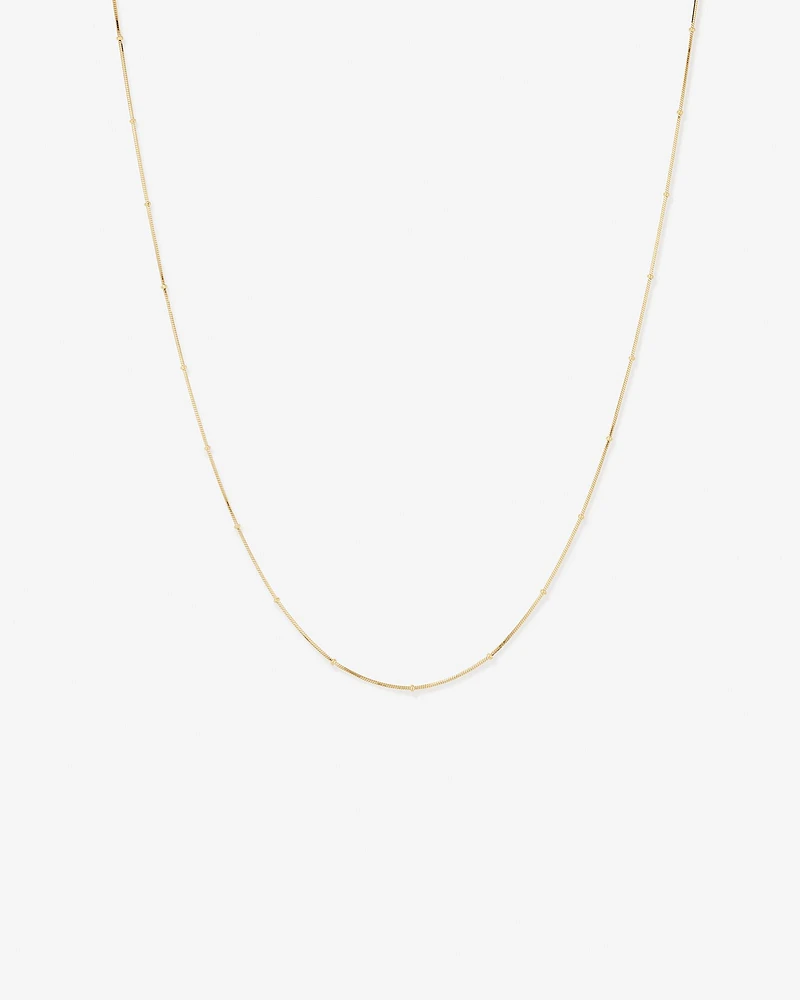 Snake Chain and Bead Station Necklace in 10kt Yellow Gold