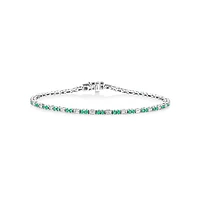 Emerald & Diamond Dot Dash Tennis Bracelet with 0.62 Carat TW in 10kt White Gold