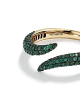 Stardust Emerald Pave Bypass Ring in 10kt Yellow Gold