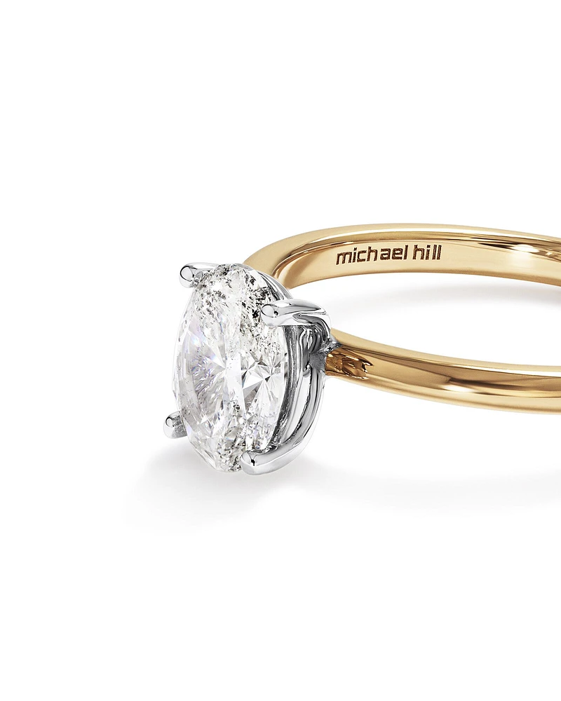 1.00 Carat TW Oval Cut Diamond Solitaire Engagement Ring in 14kt White and Yellow Gold