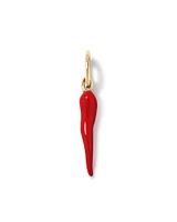 Red Cornicello Pendant in Sterling Silver and 10kt Yellow Gold