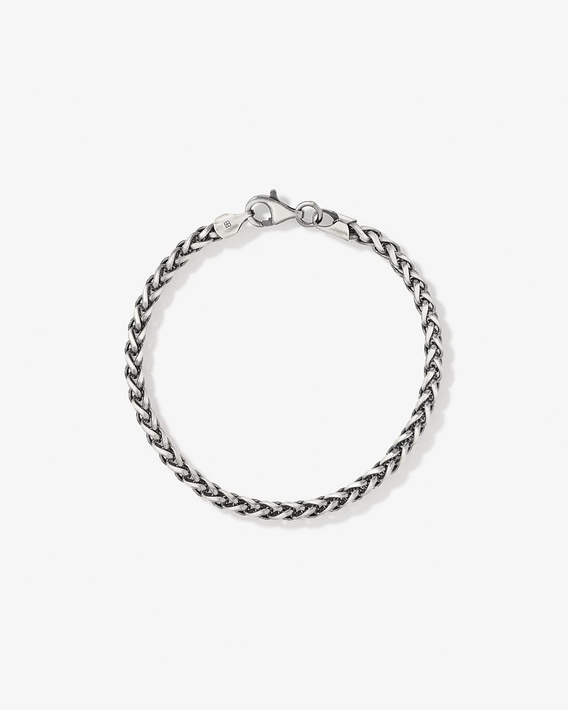 21cm (8.2") 3.8mm Width Wheat Curb Chain Bracelet in Oxidised Sterling Silver