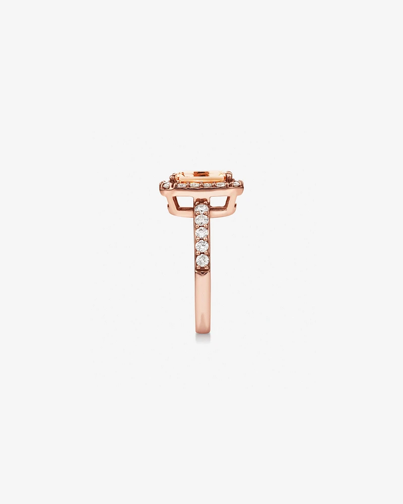 Ring with Morganite & 0.75 Carat TW of Diamonds in 14kt Rose Gold