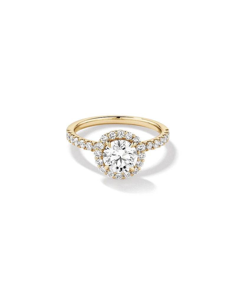 1.79 Carat TW Round Brilliant Laboratory-Grown Diamond Halo Engagemet Ring in 14kt White Gold