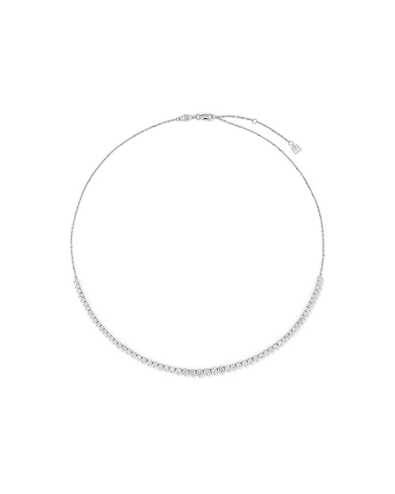 Cubic Zirconia Tennis and Cable Chain Necklace in Sterling Silver