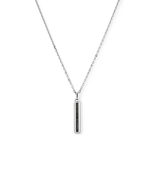 Men's Pave Black Diamond Pendant on Cable Chain in Sterling Silver