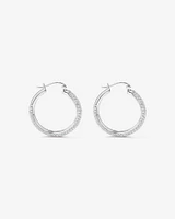 Full Pavé Set Cubic Zirconia Hoop Earrings in Sterling Silver