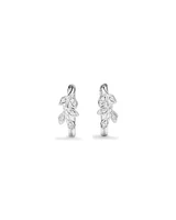 Cubic Zirconia Vine Huggie Earrings in Sterling Silver