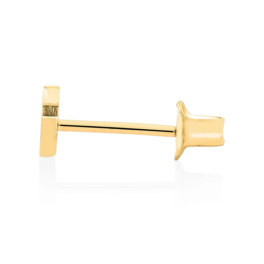 G Initial Single Stud Earring in 10kt Yellow Gold