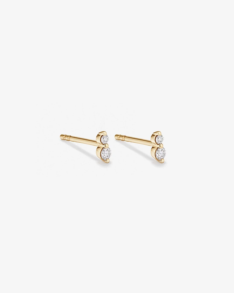 Two Stone Diamond Stud Earrings in 10kt Yellow Gold