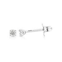 0,15 Carat TW Boucles d'oreilles puces solitaires en or blanc 10kt