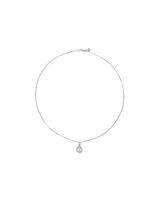 Pear Cubic Zirconia Halo Pendant Necklace in Sterling Silver