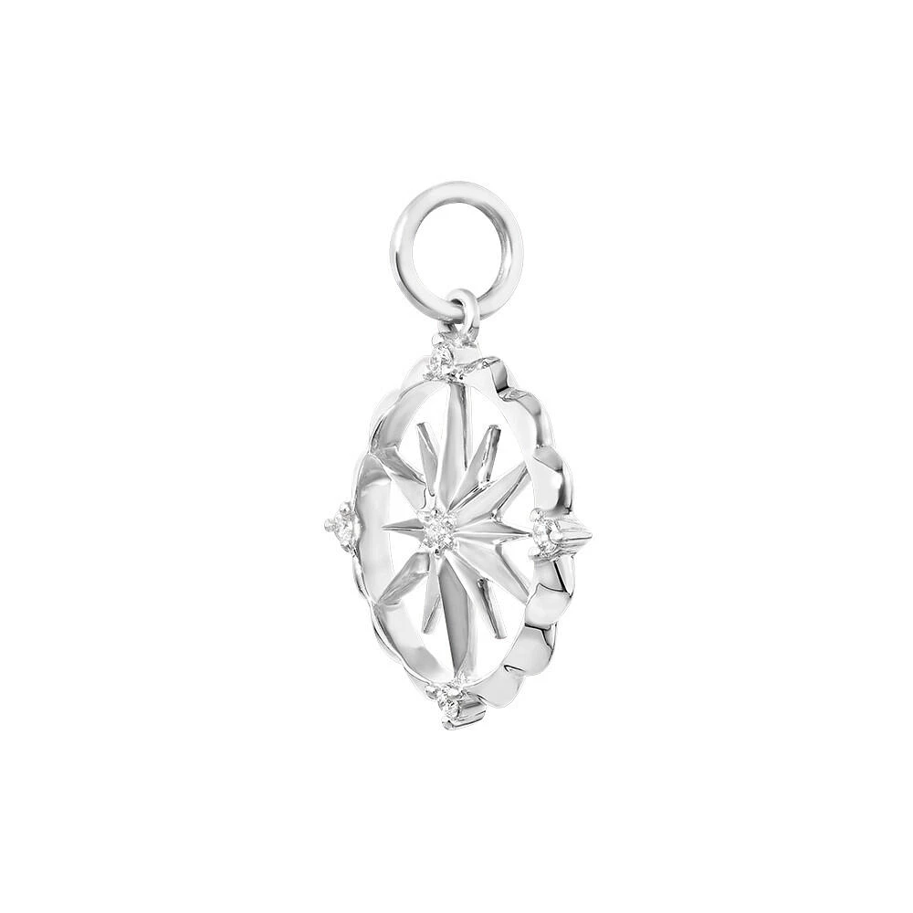 Star Motif Pendant with Diamonds in Sterling Silver