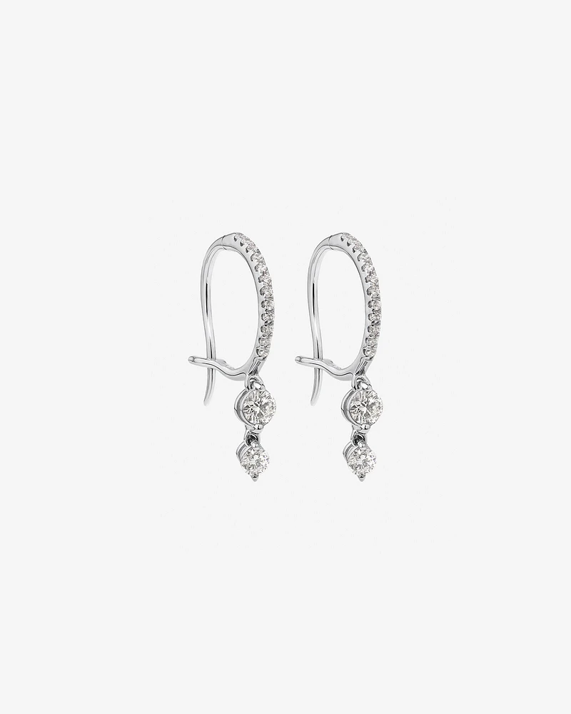 Boucles d'oreilles à double goutte avec 0,48 carat TW de diamants en or blanc 18 kt