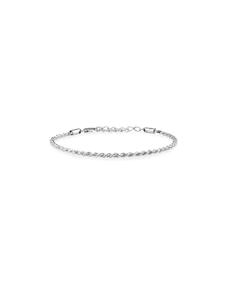 Bracelet à chaîne cordelette en argent sterling de 24 cm de long et de 2,5 à 3 mm de large