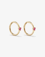 Pink Sapphire Gemstone Accent Sleeper Earrings in 10kt Yellow Gold