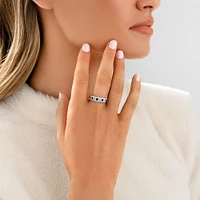 Bague à bulles en or blanc 14 K avec saphir et diamants totalisant 0,50 ct