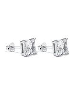 7mm Princess Cubic Zirconia Stud Earrings in Sterling Silver