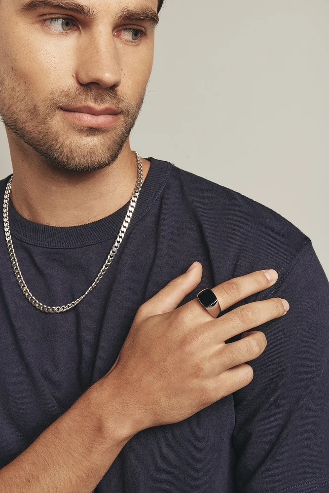 Ring with Black Onyx in Sterling Silver