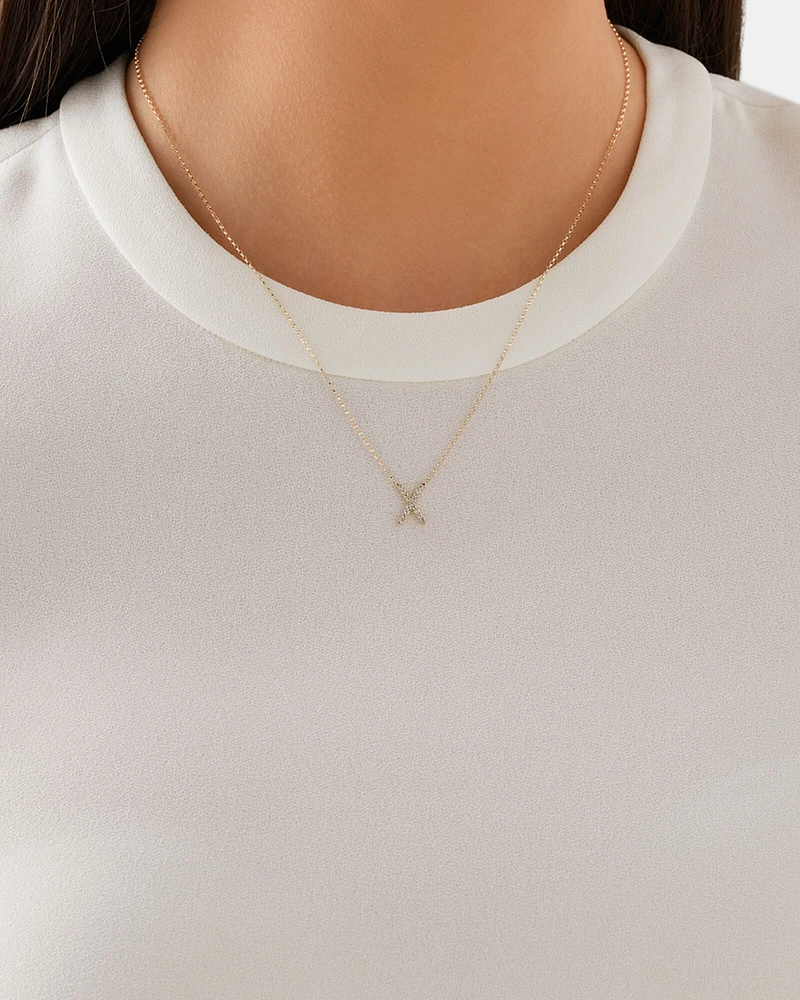 "K" Initial Necklace with 0.10 Carat TW of Diamonds in 10kt Yellow Gold