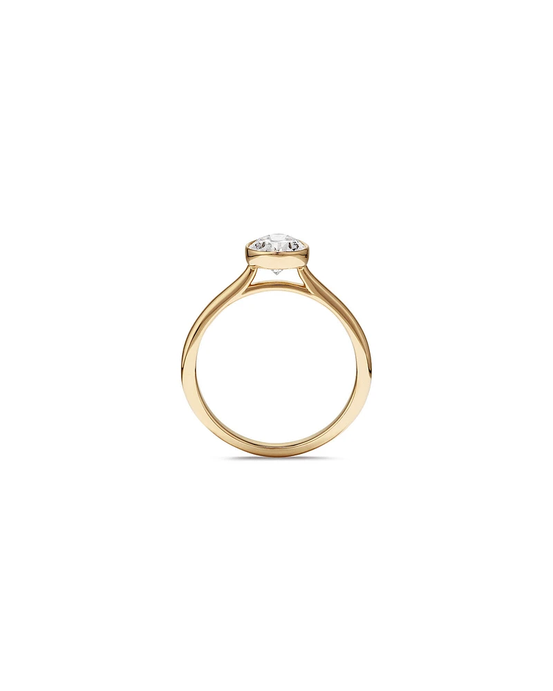 1.25 Carat TW Pear Cut Laboratory-Grown Diamond Solitaire Bezel Set Engagement Ring in 14kt Yellow Gold