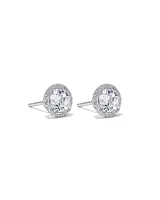 Round Brilliant Cubic Zirconia Halo Stud Earrings in Sterling Silver